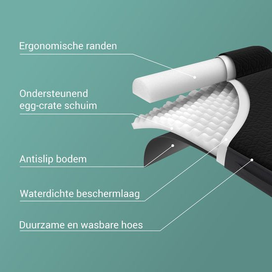 CozySense® Orthopedisch Hondenkussen - 60 X 42 cm - Maat S - Waterdicht - Geschikt Als Benchkussen & Hondenbed - Wasbare Hoes - Zwart
