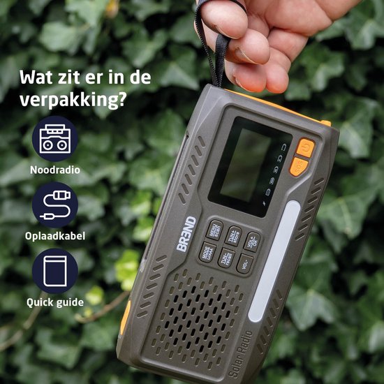 BREND BR-2244 Noodradio met DAB en FM - Bluetooth Speaker - SOS-Alarm - Powerbank - LED-Zaklamp - USB-C - Oplaadbaar met Zonnepaneel en Zwengel