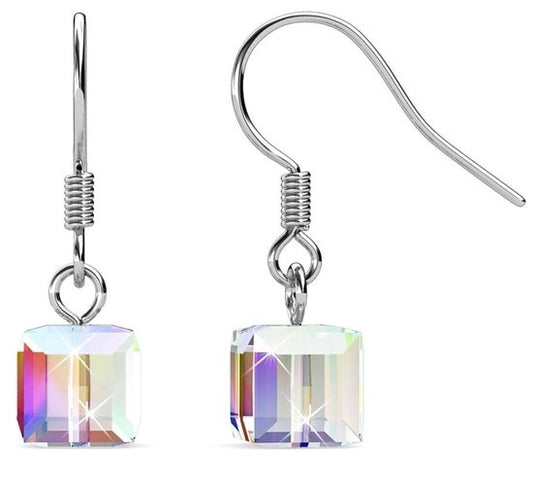Yolora Dames Oorbellen met Kalpa Camaka Kristallen - Zilverkleurig - 18K Witgoud Verguld - Vrouwen Oorhangers Zilver - Sieraden - Geschenkdoos - Luxe Giftbox - Cadeau doos - Mooie Cadeauverpakking - Exclusieve Geschenkverpakking - Moederdag Cadeautje