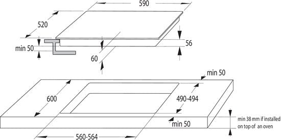 Gorenje Inductiekookplaat GI6401BSCE - 4 Kookzones - Touchbediening - 59 x 52 cm - Zwart