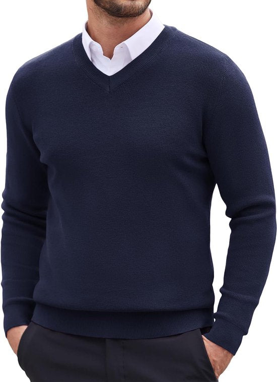 Cappuccino Italia - Heren Trui Mock Pullover - Blauw - Maat XXL