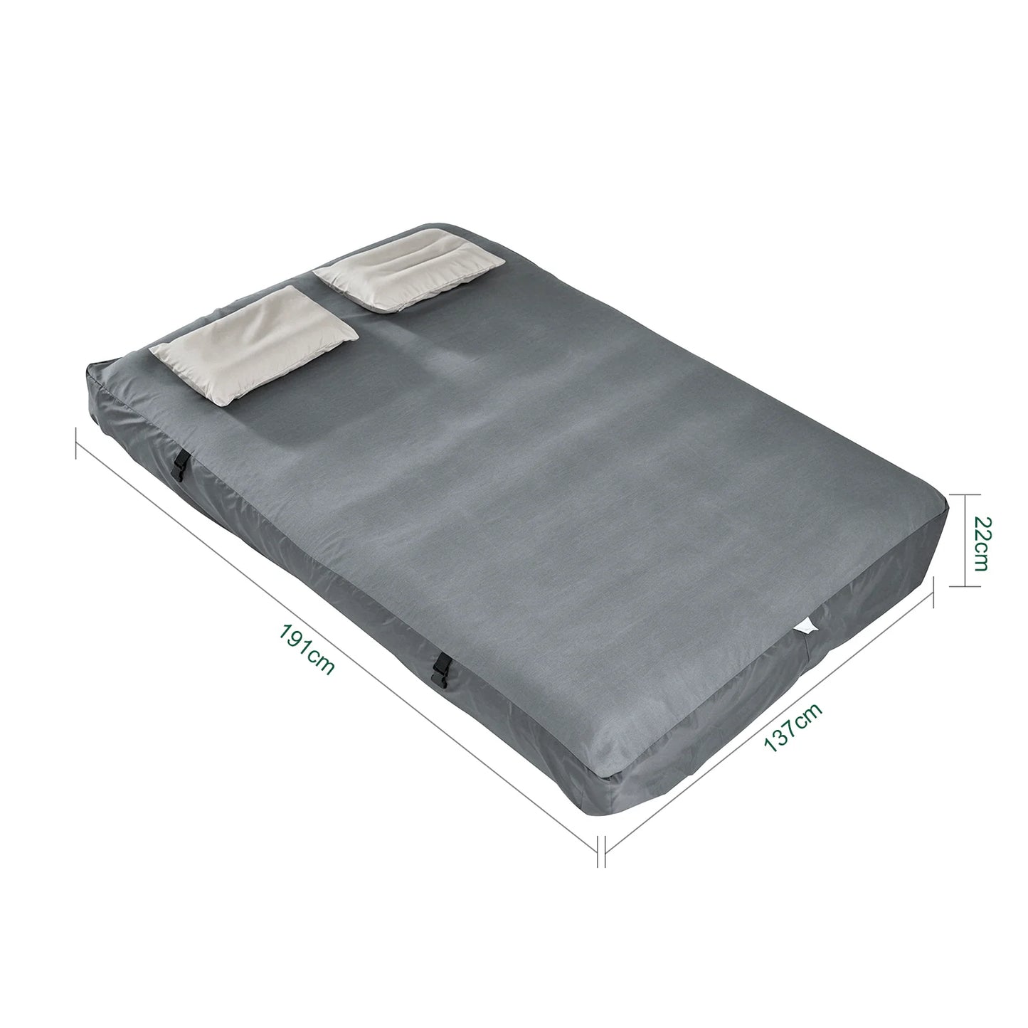 SoBuy OGS32-II-L-HG-P01 Opblaasbaar 2-Persoons Campingmatras Grijs – Met Kussens, Hoeslaken en Pomp 191×137 cm