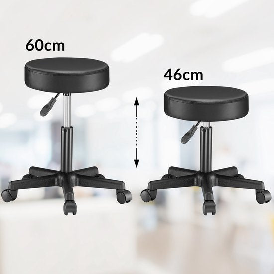 Casaria Verstelbare Draaikruk - 46/60cm Zithoogte – 1 Stuks Zwart