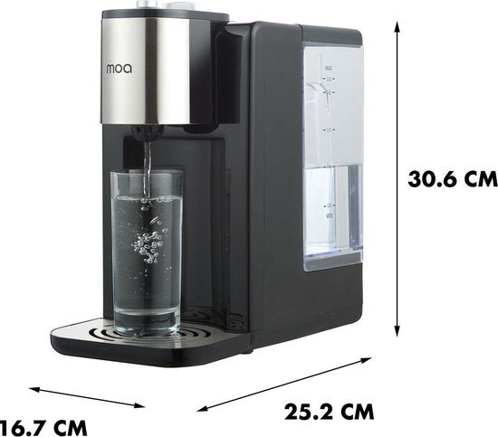 MOA Heetwaterdispenser - 2.5L - kunststof - BPA vrij - 2400W - Zwart/Zilver