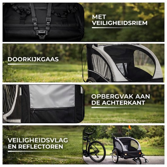 Outbee Fietskar Voor Kinderen - 2 in 1 Fietskar En Wandelwagen - Kinderfietskar - Kinderbuggy - 3 Wielen - Met Vlag