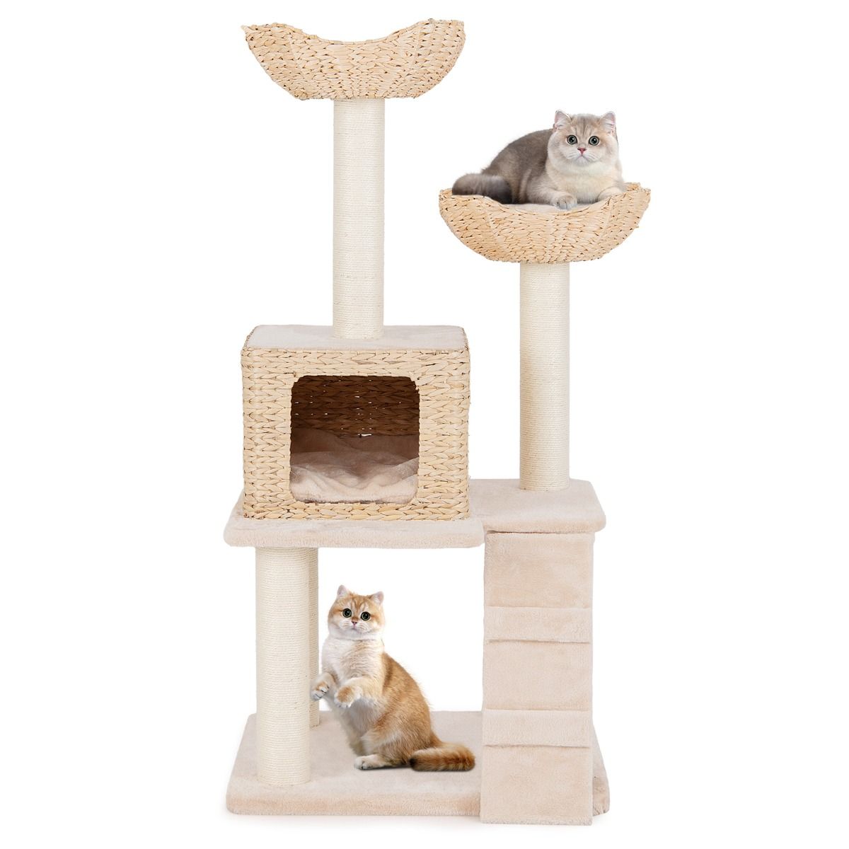 Coast Krabpaal voor katten - 4 niveaus - sisal krabpalen - wasbare kussens - beige 122 cm
