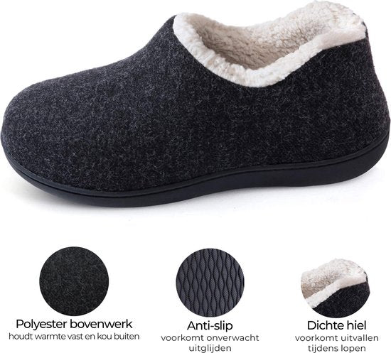 Pantoffels Dames - Sloffen - Maat 40/41 - Zwart - Anti-slip - Comfeet