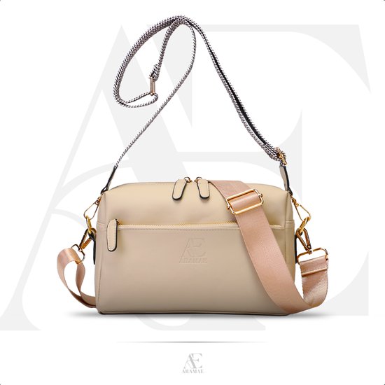 Aramae® - Crossbody Tas Dames - Crossbodytassen - Schoudertas - Telefoontasje - Mat Beige