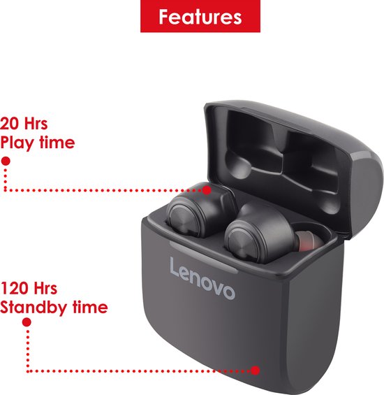 Lenovo HT20 True Wireless Bluetooth Earbuds - Zwart