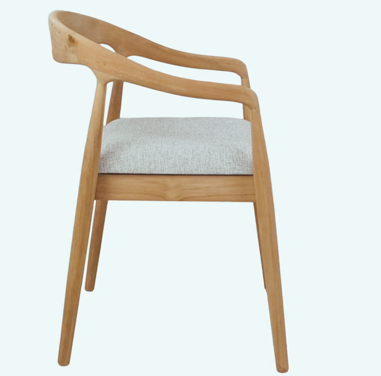 Modena Eetkamerstoel – Voorzien Van UV-bestendige Zitting En Stevige Constructie En Rugleuning – Voor Binnen En Buiten – Teakhout En Stof – 55 x 41 x 78 cm