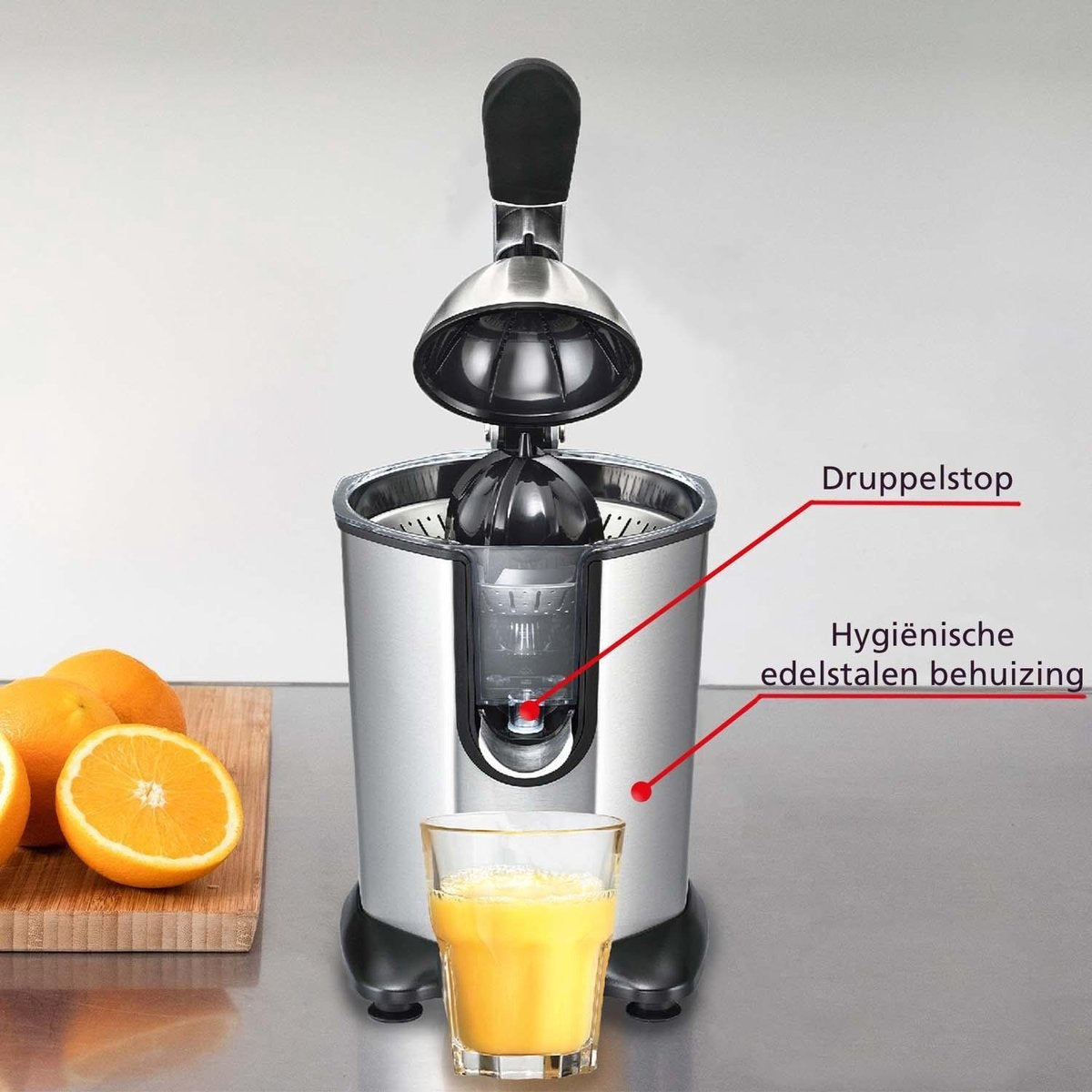 Solis Citrus Juicer 8453 Citruspers - Sinaasappelpers Elektrisch - Citroenpers Electrisch - 160 Watt - RVS Zilver