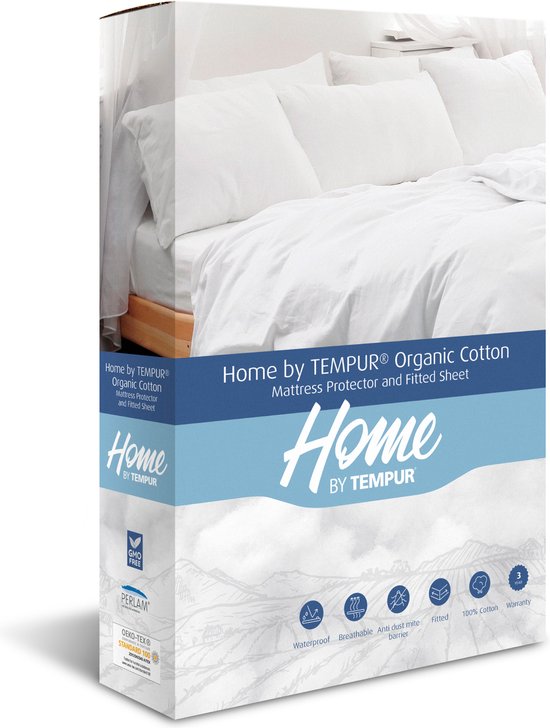 Home by TEMPUR® matrasbeschermer 160 x 210 x 25 cm – waterdicht – verkoelend – anti huisstofmijt – cooling TENCEL – nature