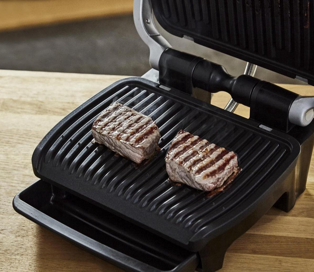 Tefal OptiGrill Elite GC7508 - Intelligente Contactgrill 30x20 cm - 12 Automatische Programma's voor Vlees, Vis, Groenten - Digitale Grillassistent - Zwart - 2000W