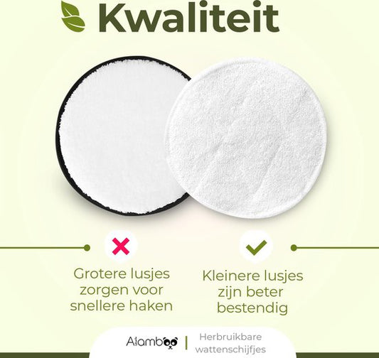 12 Stuks Herbruikbare Wattenschijfjes - Wasbare Zachte Wattenschijfjes - Duurzame & Biologische - Inclusief Waszakje
