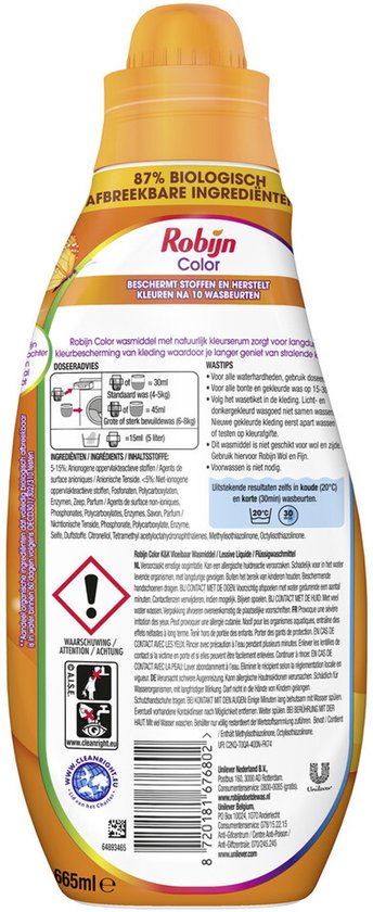 Robijn Klein & Krachtig Wasmiddel Color 22 Wasbeurten 665 ml