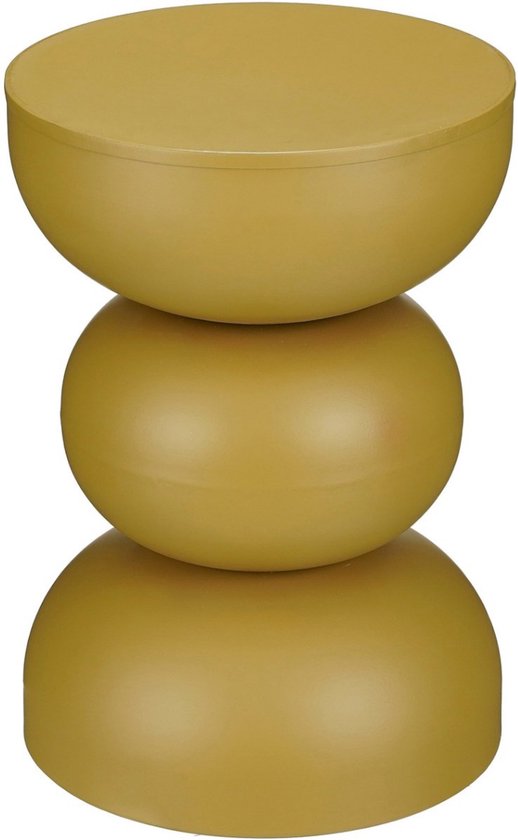 Mica Decorations Luna Salontafel - Nachtkastje voor Slaapkamer - Bijzettafel H46 x Ø32 cm voor Woonkamer - Rond Tafeltje voor Vaas of Planten - Gemaakt van IJzer - Kleur Oker