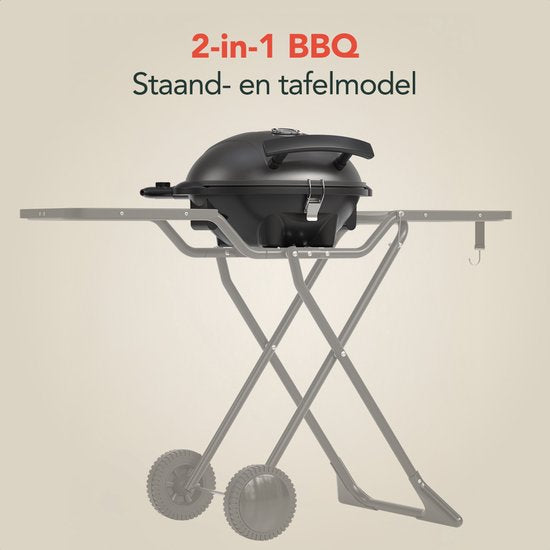 KitchenBrothers Elektrische BBQ - 2-in-1 - Opvouwbaar - 2400W - 250°C - Zwart