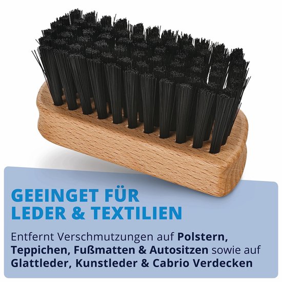LICARGO® Autotextiel- en lederborstel - Gemaakt in Duitsland - voor zachte droge en natte reiniging van textiel en leer in de auto - Bekledingsborstel voor auto-interieurverzorging, textielborstel auto