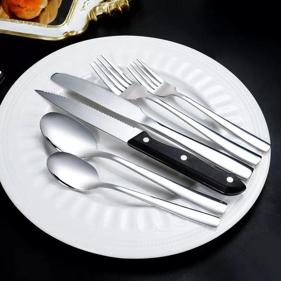 Deleca 8 Persoons Bestekset (48-delig) - Lepels, Messen, Vorken & Steakmessen - Vaatwasserbestendig - Zilver / RVS