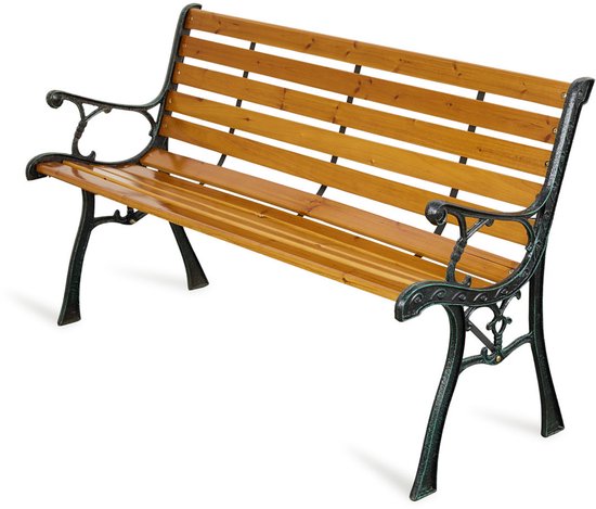 Lifa Garden Nostalgische Tuinbank - Buitenbank - Natuurlijk dennenhout, staal - Bruin - 126x52x73cm(LxBxH)