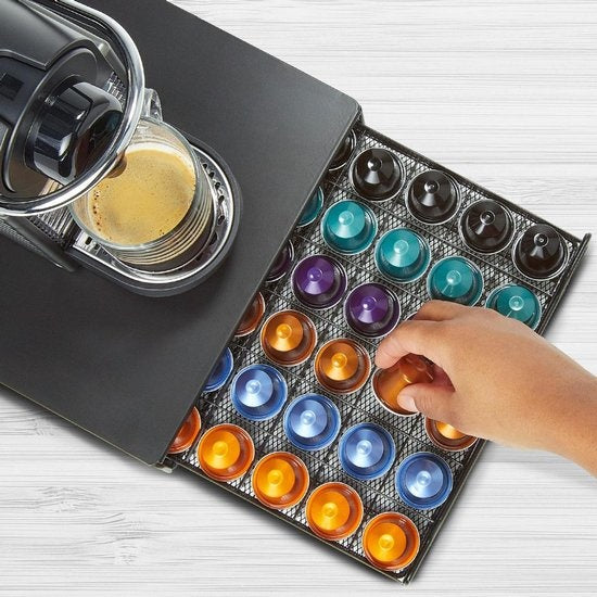 KitchenBrothers Capsulehouder met Lade - Geschikt voor Nespresso - 60 Cups - Zwart
