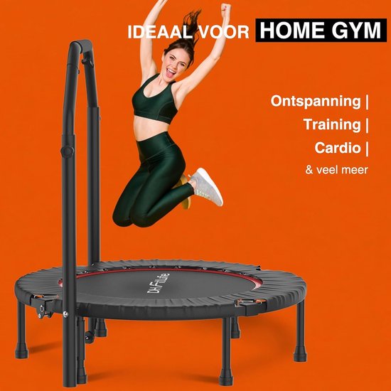DH FitLife Fitness Binnen Trampoline Vouwbaar zonder Installatie | Ø102 cm 40 Inch | Draagvermogen 150 KG | 4 Verstelbare Handgreepstanden | Stabiel en Stil voor Kinderen en Volwassenen