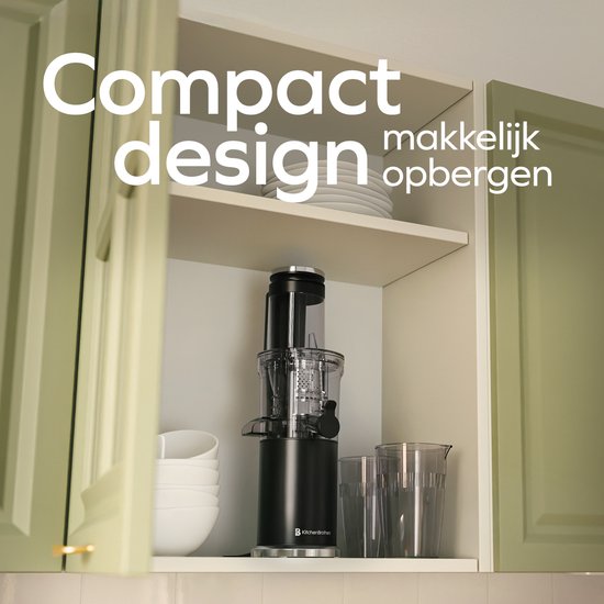 KitchenBrothers Slowjuicer - Verticaal - Juicer - Groenten en Fruitpers - 80 mm - 750 ml - Zwart