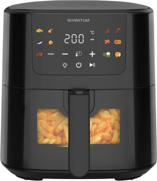 Inventum GF502HLDB Airfryer - 5L - Kijkvenster - 11 programma's - 70-200 °C - Tot 5 personen - Zwart - WK