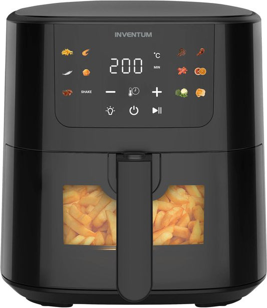 Inventum GF502HLDB Airfryer - 5L - Kijkvenster - 11 programma's - 70-200 °C - Tot 5 personen - Zwart - WK