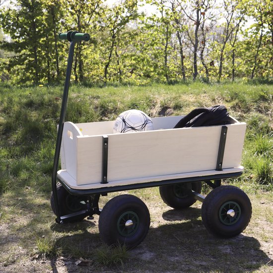 Sunny Billy Beach Wagon Bolderkar Groen - Blank hout - Bolderwagen met luchtbanden - 94x61x97cm