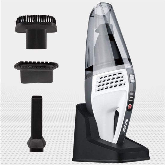 Auronic Kruimeldief - Handstofzuiger - Auto Stofzuiger - Kruimelzuiger - Snoerloos - Nat en Droog - HEPA Filter - Mini Stofzuiger - Donkergrijs - Met Opzetstukken