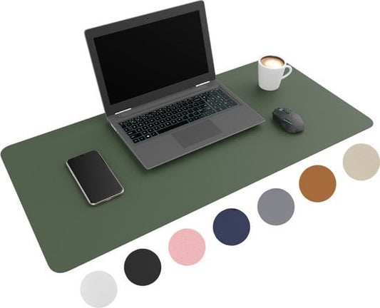 WURK Professionele Bureau Onderlegger Kunstleer – Bureau Organizer – Bureau Accessoires – Muismat XXL– Inclusief Kabel Clip – 80x40 – Groen
