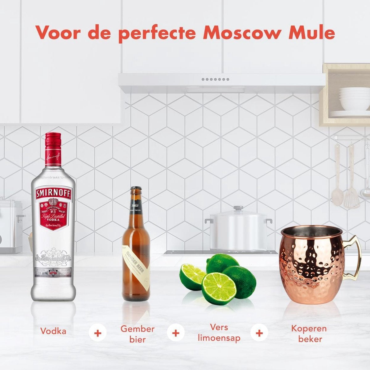 KitchenBrothers Moscow Mule Bekers - Cocktailglazen met Rietjes - 4 Stuks - Verkoperd - 500ML