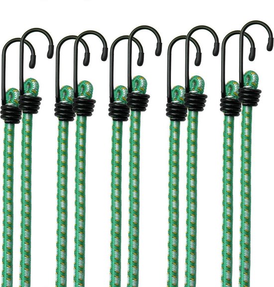 10 x Rubberen Bagagespin met haken 61 cm x 8 mm Ø