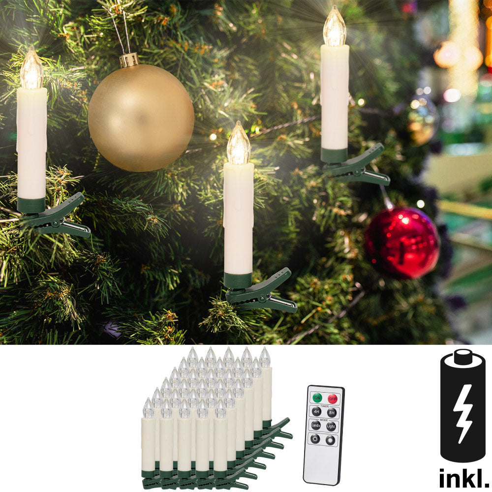 Monzana Kerstverlichting - Kerstboomkaarsen 30 x MET afstandsbediening & timer - LED- warm wit