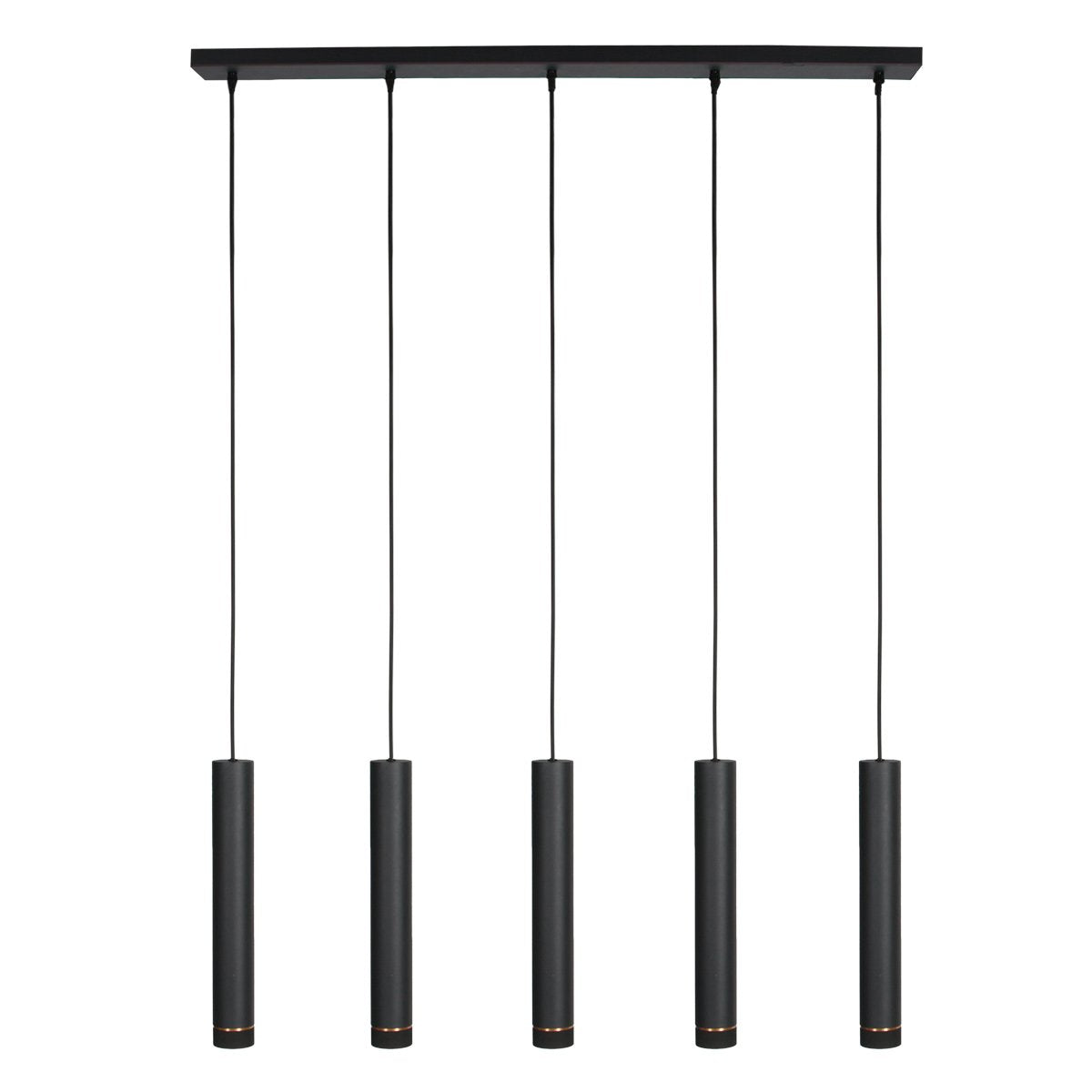 Mexlite Hanglamp DownLume – 5-Lichts – Zwart Metaal – Grote Eettafellamp – GU10 – Modern Design
