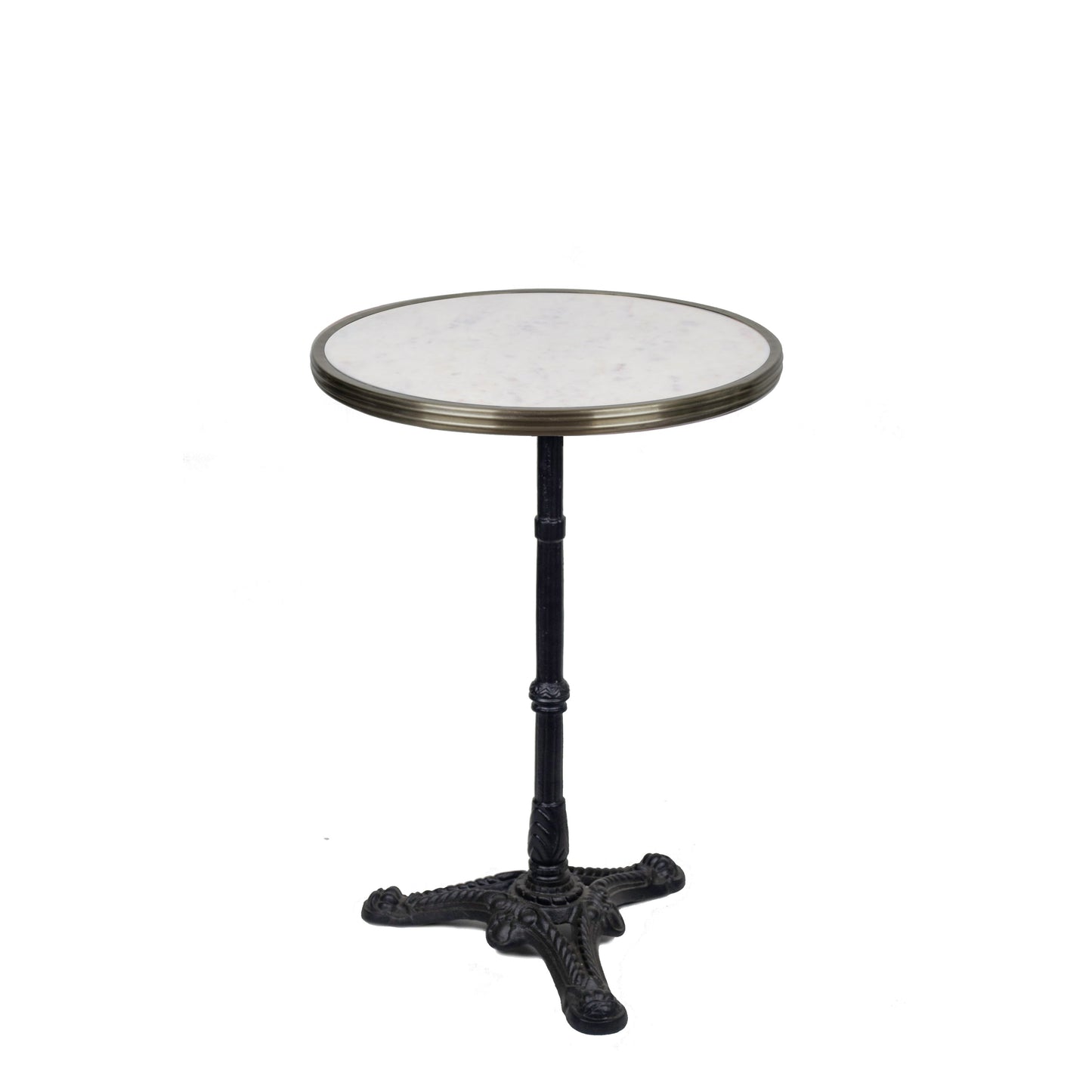 Witte Italiaanse Carrara Marmeren Bistrotafel – 51 cm Ø – Zwart Gietijzeren Onderstel