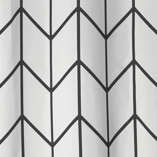 Douchegordijn Badkamer Accessoires - Visgraad - Zwart/Wit- 180x200 cm