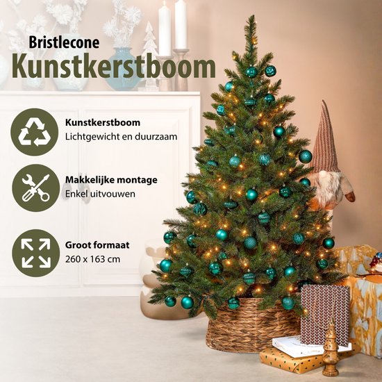 Triumph Tree Bristlecone Kunstkerstboom - Kunstboom met Natuurlijke Uitstraling - Kerstversiering voor Binnenshuis - PVC Hardneedle Afwerking - H260 x Ø163 cm - Groen