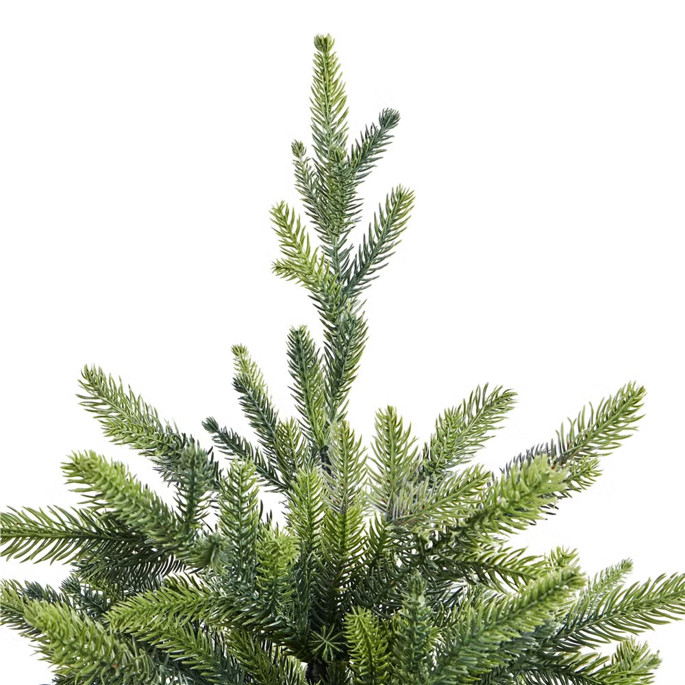 Yaheetech Kunstkerstboom Mini – 61 cm – Voorzien Van 62 Takken En Zware Betonnen Voet En Decoratieve Rode Stoffen Hoes – Voor Tafel En Vensterbank – Groen Polyethyleen En Metaal – 58 x 58 x 61 cm