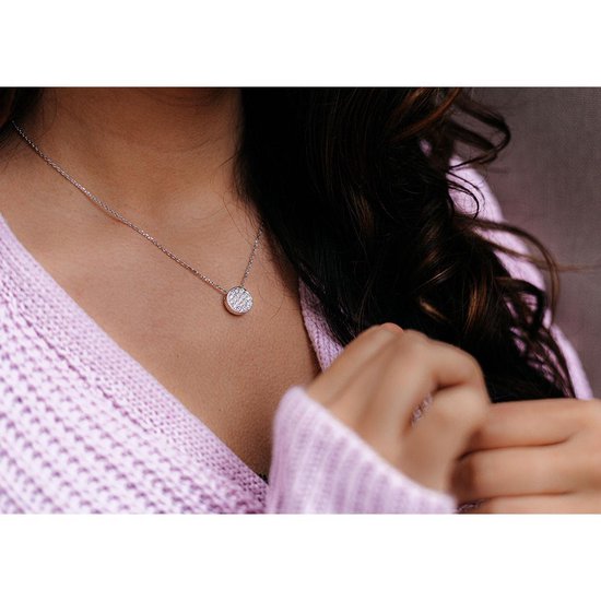 Yolora Dames Ketting met Hanger en Kalpa Camaka Kristal - Zilver kleurig - 18K Witgoud Verguld - Cadeauverpakking - Moederdag Cadeautje