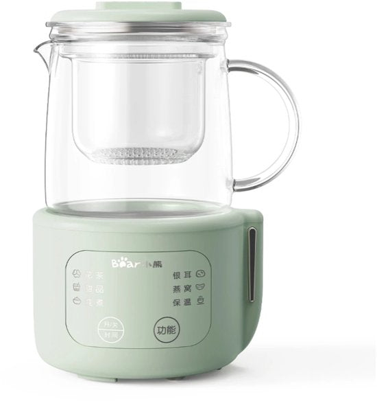 Bear Mini Waterkoker 0,4L – Touch Control & 6 Functies – Borosilicaatglas & Filter – 430W – Compact & Stijlvol Ontwerp