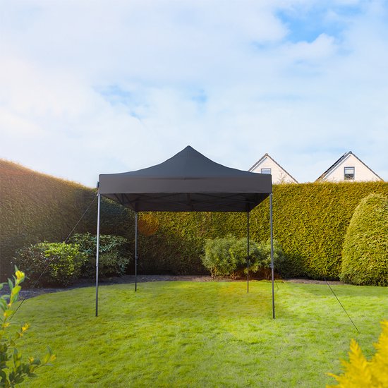 VONROC Partytent - Paviljoen - Easy Up - Opvouwbaar - Waterdicht - Met Draagtas - 300 x 300 cm – Zwart
