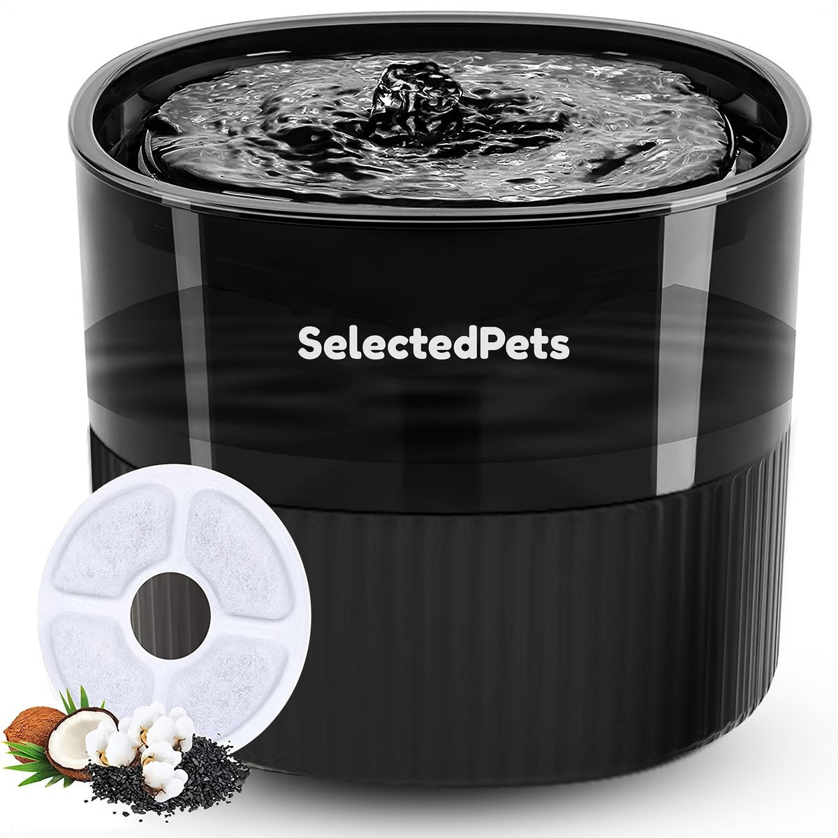 Drinkfontein kat en hond - Zwart - 1.8L - Met filter