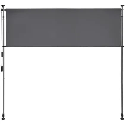 Tectake Zonnescherm Klemzonnescherm Taija Met Handslinger – Waterafstotend Polyester Met Hoge UV Bescherming En Meerstaps Telescoopstang – Voor Balkon En Terras – Donkergrijs Gepoedercoat Staal – 150 x 310 cm