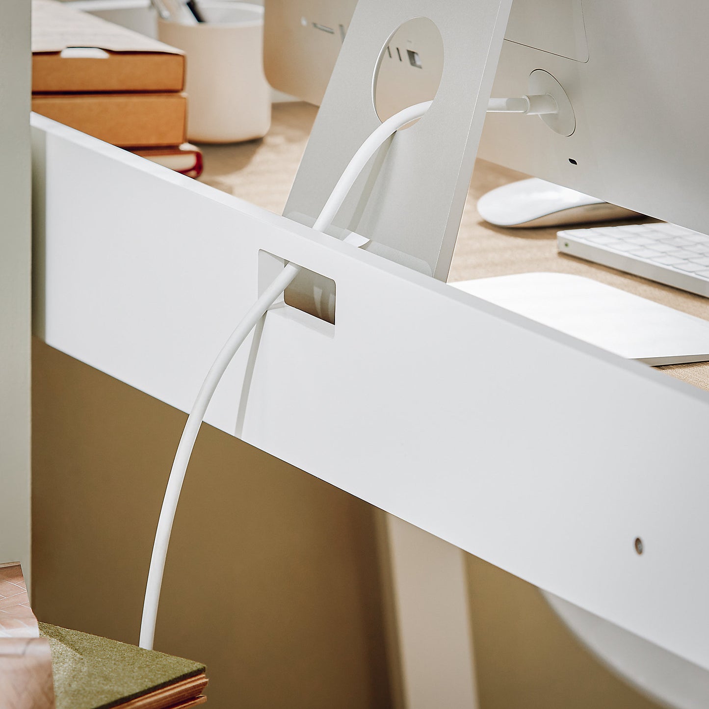 SoBuy Bureau / Home Office Desk – Wit Houten Design met Ruim Werkblad