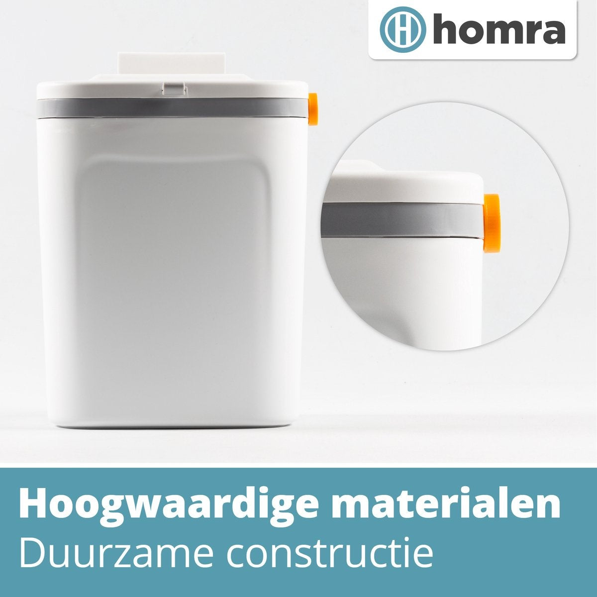 Homra GFT Afvalbakje 9L - Aanrecht Afvalbakje met Deksel - Ophang Prullenbak met Losse Binnenemmer - Compostbakje 9 Liter voor Groenten en Fruit - Mini - Wit - Makkelijk op te hangen