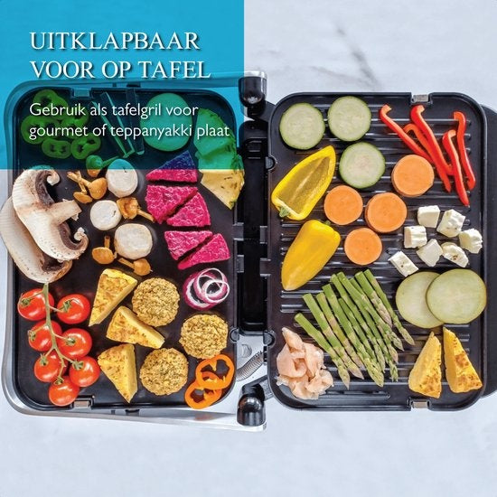 Wartmann WM-2208 CG, Keramische contact grill, tosti apparaat, wafelijzer, PFAS vrij, RVS.