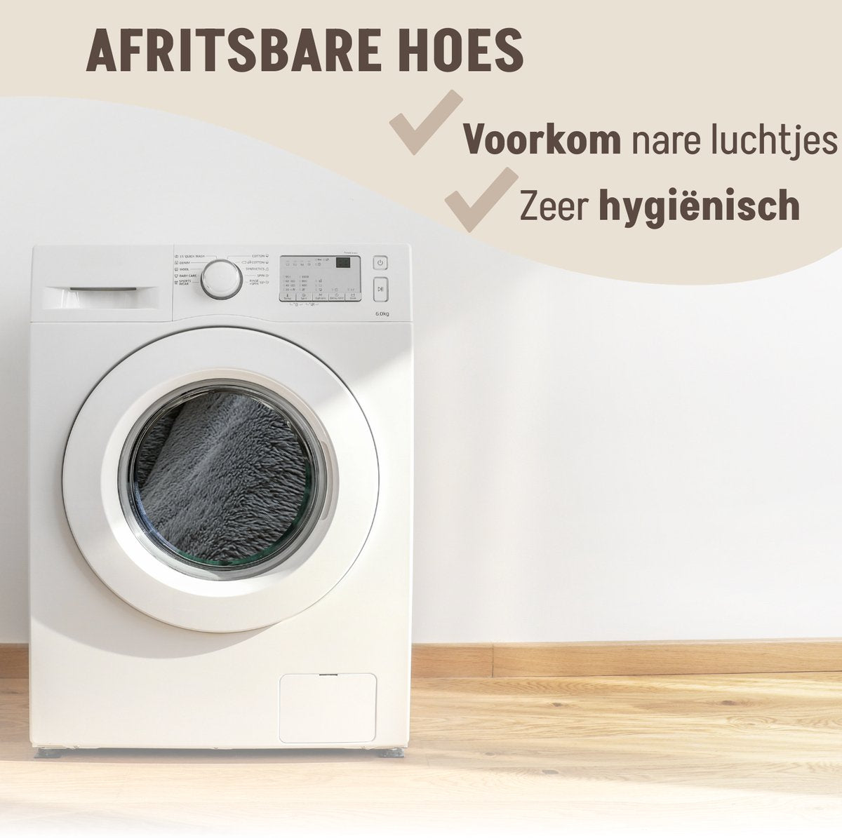 By Cee Cee – Autostoel Hond Deluxe – Maat M – Voorzien Van Veiligheidslijn En Foam Flakes Vulling En Afritsbare Hoes – Voor Achterbank – Donkergrijs Polyester
