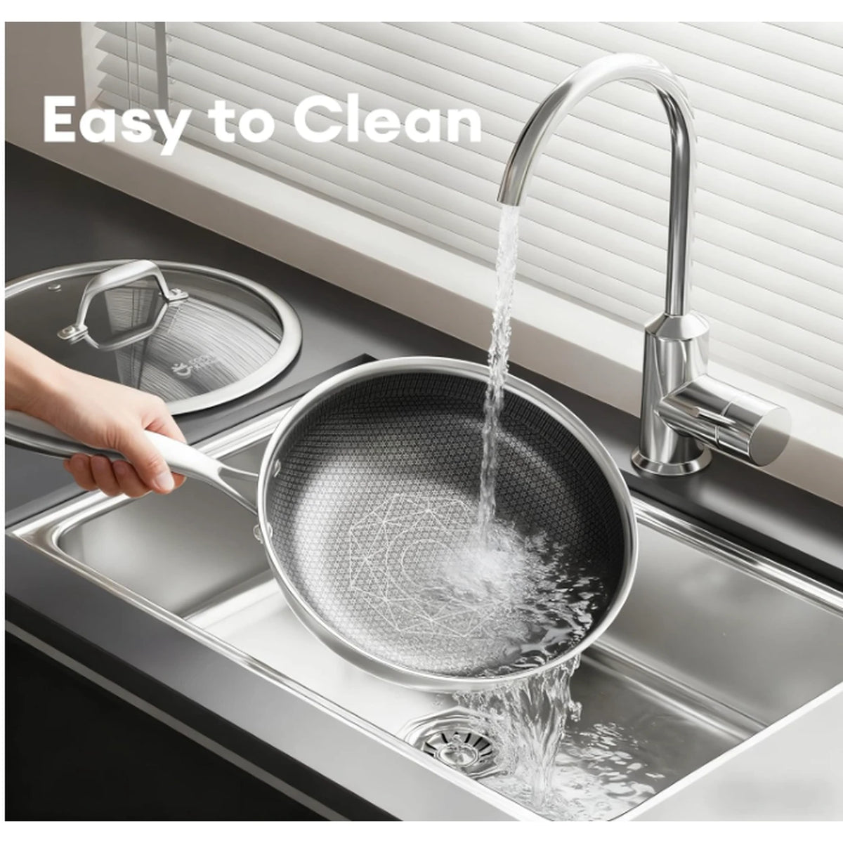 COOKER KING wokpan - 26 cm - 3-laags RVS - antiaanbaklaag